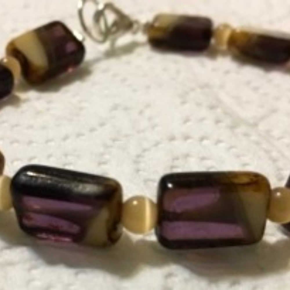 Plum and Cream Handmade Bracelet, NWOT